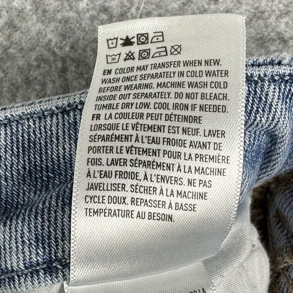 American Eagle Curvy Mom Jeans Womens 00R Med Wash Shark Bite Hem Stretch Denim - Picture 16 of 16